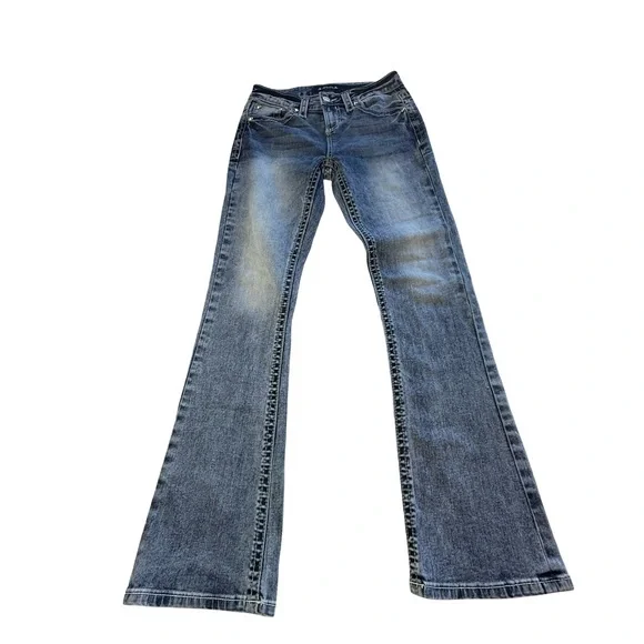 Fleur by Miss Me Easy Boot Fleur de Lis Bling Jeans Size 26/2 - Picture 3 of 9